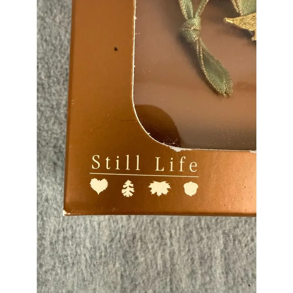 Still Life Real Leaf Ornament Black Oak Gold Dipped 2007 in Original Box